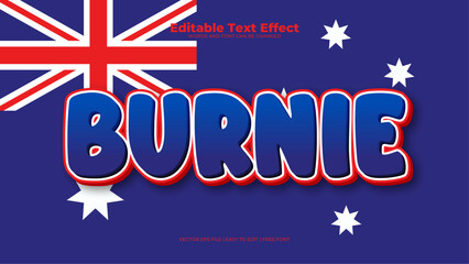 Wall Mural - Blue red and white burnie 3d editable text effect - font style