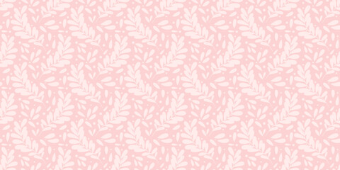 Wall Mural - Pastel pink leaf background, seamless vector repeat pattern, lace style wallpaper