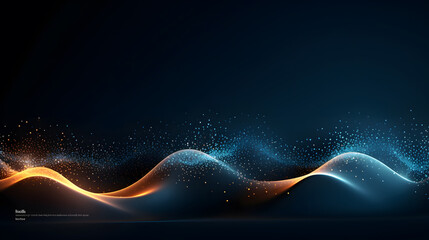 Poster - Abstract digital background. Technology background with connected dots on 3D wave landscape. Data science, particles, digital world, virtual reality, cyberspace, metaverse concept