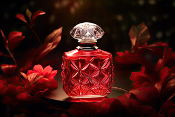 Sticker - Abstract Crystal red bottle with perfume