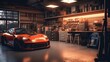 sports car garage complete with workshop equipment