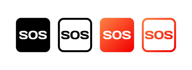 Poster - SOS icons. Different style, red, SOS buttons, SOS icons. Vector icons