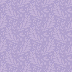 Poster - Purple vector pattern texture with leaves, seamless repeating background