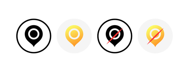 Poster - Geolocation icons. Different styles, turn off geolocation, location icons. Vector icons