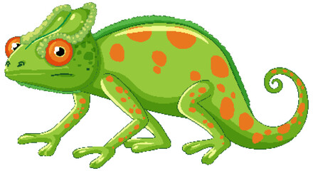 Sticker - Cute colourful chameleon cartoon isolated