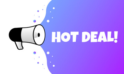 Poster - Hot deal sign. Flat, purple, hot deal, text from a megaphone, hot deal sign. Vector icon