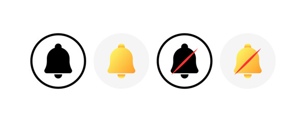 Poster - Notification bell icons. Different styles, turn off notifications, bell icons. Vector icons