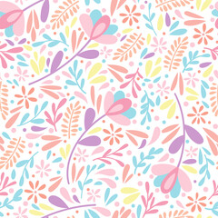 Aufkleber - Colorful pastel modern floral pattern, happy and cute background for the spring, endless repeating wallpaper