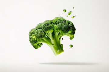 Green broccoli on a white background.