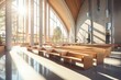 Traditional historic church interior with wooden details creating a sacred and tranquil atmosphere for worship.