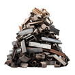 Piles of scrap metal that can be recycled on transparent background PNG. Waste recycling concept.