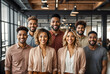 © sanjit536 - cheerful diversity group of business colleagues smiling at camera enjoying friendly cooperation