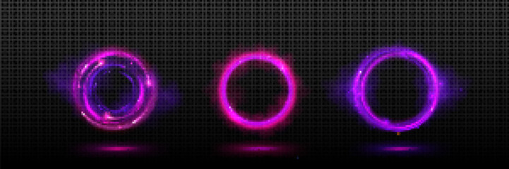 Wall Mural - circular halo light effects set isolated on transparent background. vector realistic illustration of