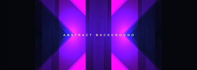 Poster - Black abstract background with glowing purple and pink geometric shapes in the middle. Wide futuristic illustration vector banner.