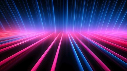 Poster - abstract neon background with ascending pink and blue glowing lines. Fantastic wallpaper with colorful laser rays,futuristic 
