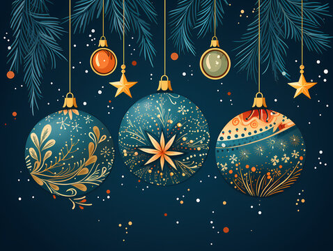 Holiday Greetings - A Group Of Ornaments From A String