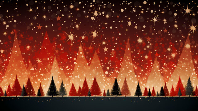 Holiday Greetings - A Landscape Of Trees And Stars