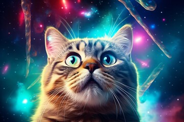  A dreamy colorful painting of a cat