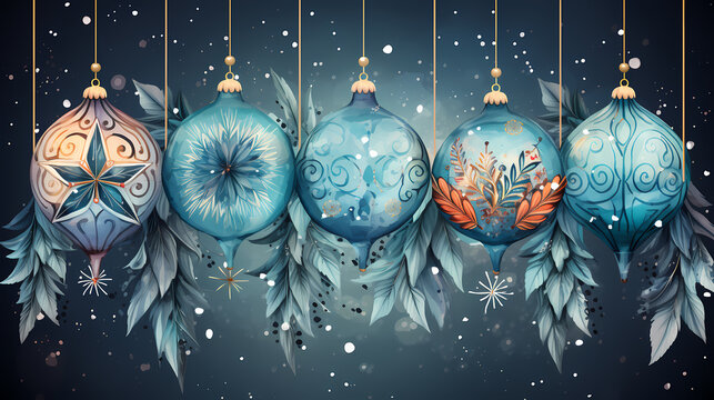Holiday Greetings - A Group Of Ornaments From Strings