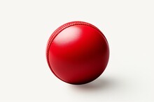 A Red Cricket Leather Ball Isolated On A White Background