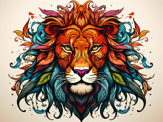 Wall Mural - A Colorful Lion With Colorful Hair