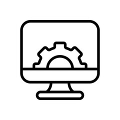 Fototapete - Gear in computer screen icon. Outline, device settings, gear on the screen. Vector icon