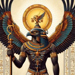Wall Mural - egyptian god of sun Amun ra illustration background