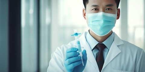 Poster - The concept of fighting coronavirus by doctors and in laboratories