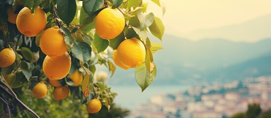 Wall Mural - Sorrento s lemon garden in the summer with a retro tone filled with fruit With copyspace for text