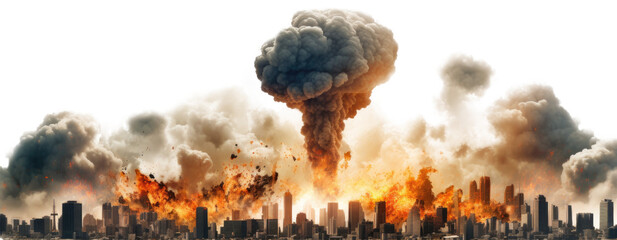 Wall Mural - explosions in city isolated on the transparent background.