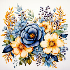 Wall Mural - Beautiful watercolor floral decor.