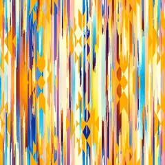 Aufkleber - Seamless striped pattern in Aztec style. Folk embroidery.. Aztec ikat style. Seamless vector image. Thin lines