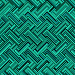 Aufkleber - Seamless vector pattern. Tile herringbone geometric pattern . Emerald green malachite colors. Regular herringbone tile..