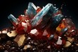 3D depiction of minerals formed from rare earth elements. Generative AI