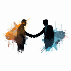 Wall Mural - business handshake deal silhouette distressed re. Created using Generative AI Technology