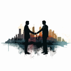 Wall Mural - business company merger silhouette distressed re. Created using Generative AI Technology