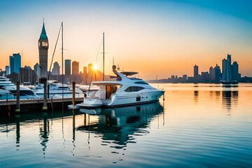 Wall Mural - port at sunset