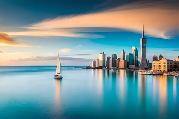 Wall Mural - country marina at sunset