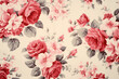Wallpaper rose floral pink vintage beige monochrome textile nature seamless pattern flower peony