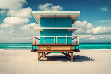 Canvas Print - lifeguard hut on the beach