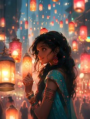 Diwali lights celebration background, hindu festival, india, diya lamp