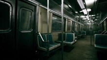 Empty Metal Subway Train In Urban Chicago