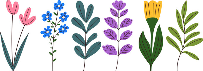 Wall Mural - plants in doodle style, isolated vector