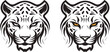 Tiger face cut out silhouette, tiger, or cougar, Roaring Leopard mascot black and white vector, Tiger head silhouette, t-shirt tiger tattoo design