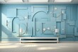 The conceptual art piece that reimagines the act of wall cleaning as a transformative process, with parallax effects, on a solid pastel blue backdrop, Generative AI