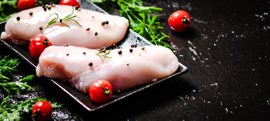 Canvas Print - Fresh chicken fillet with spices.