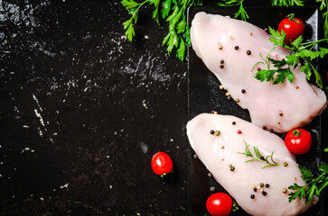 Canvas Print - Fresh chicken fillet with spices.