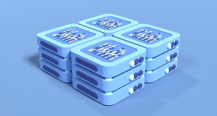 Poster - 3d server icon. computer server 3d render icon. cloud computing. 3d render illustration
