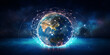 blue planet earth with space, Futuristic abstract background the earth is connected by the global internet noosphere of the earth, Space communications Image of the planet Earth, generative AI
