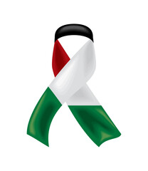 Poster - palestine flag in ribbon